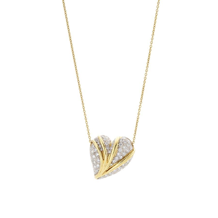 Estate Collection Heart Corrugated Pendant Necklace