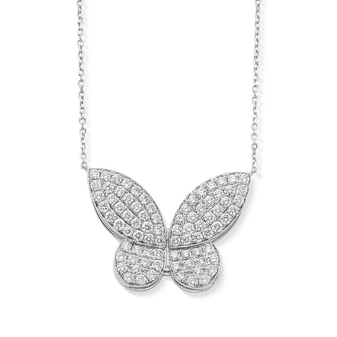 2.95 CTW Diamond Butterfly Necklace in White Gold