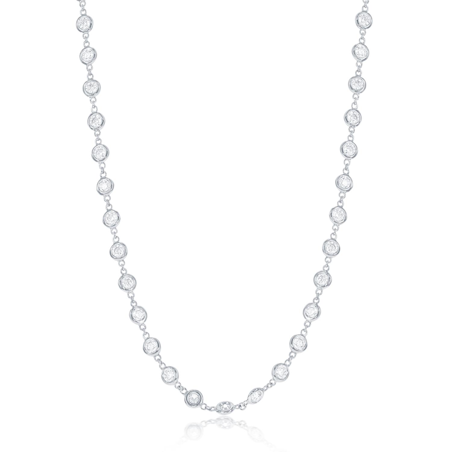 White Gold 15.13 Carat Round Diamond Necklace