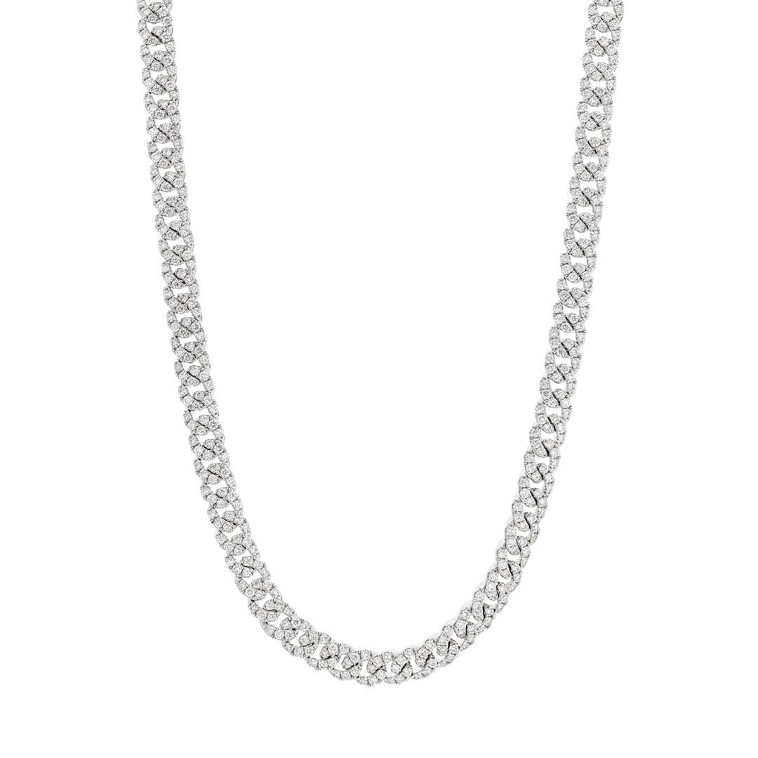 Pave Diamond White Gold Link Necklace