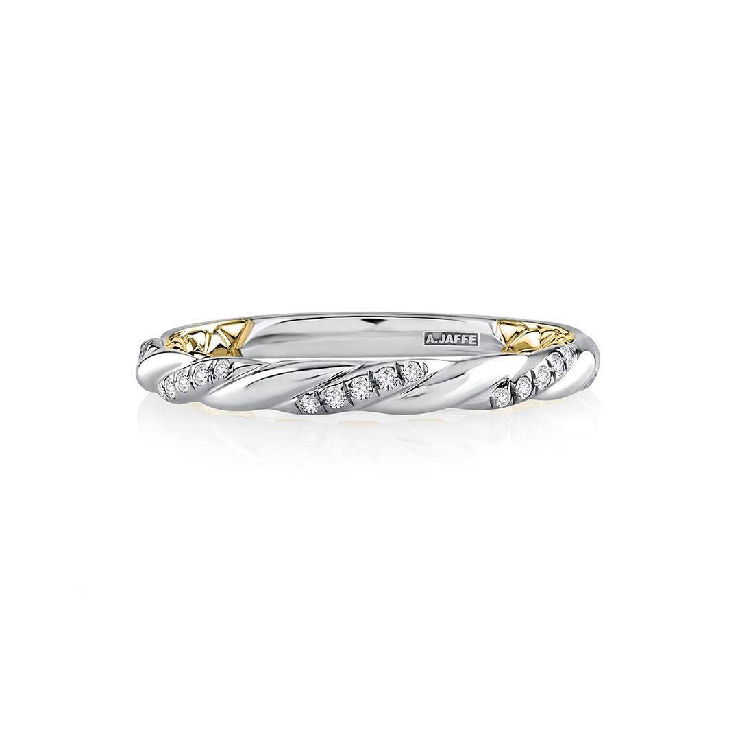 A. Jaffe Two Tone Twisted Diamond Stackable Anniversary Ring