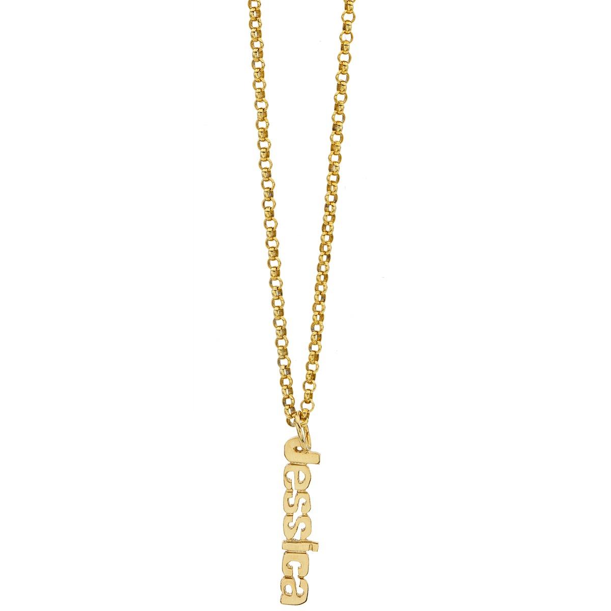Gold Plated Single Name Charm Necklace
