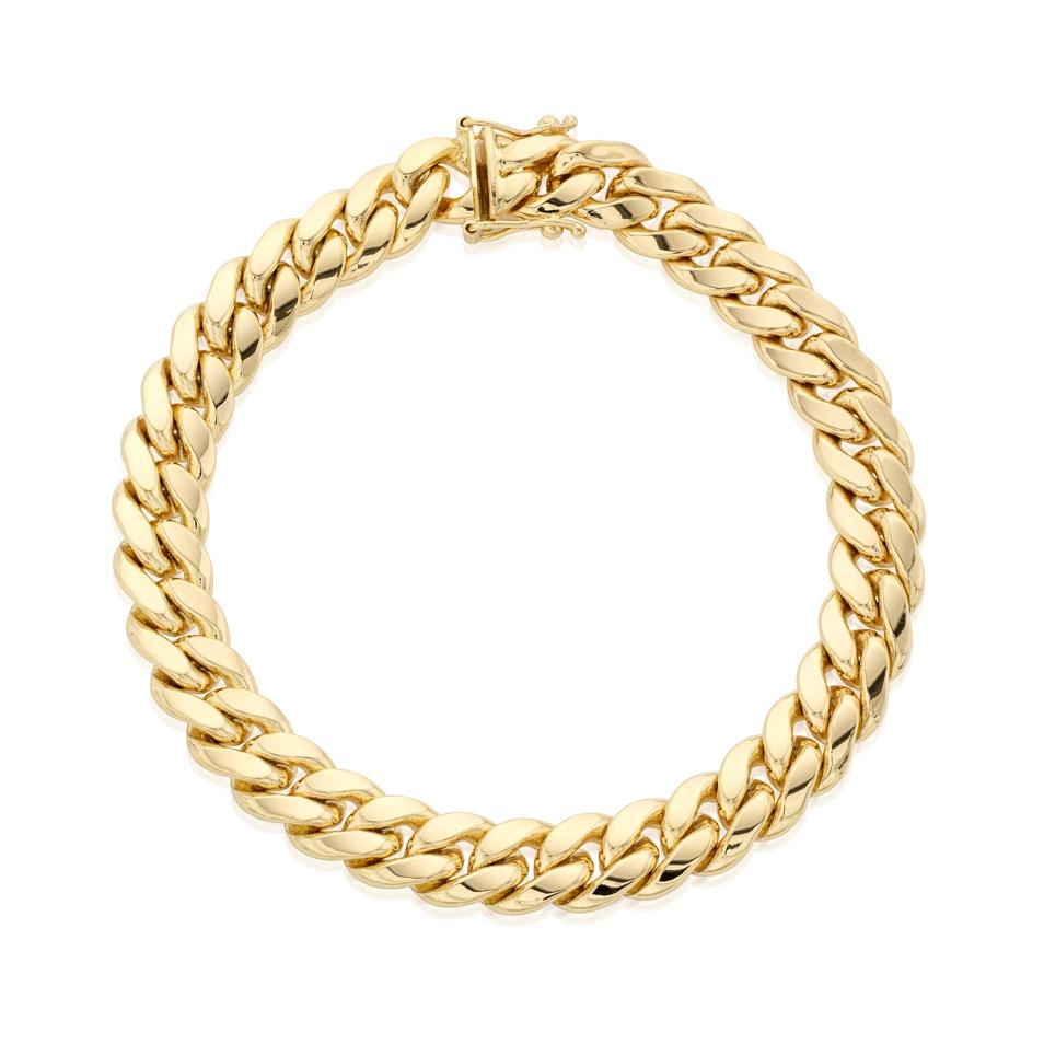 Gents Yellow Gold 9mm Curb Link Chain Bracelet