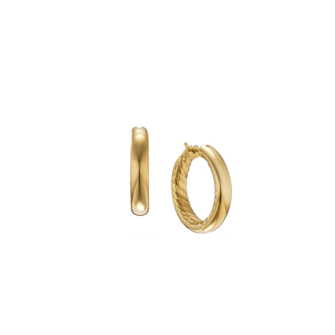 David Yurman Sculpted Cable Hoop Earrings in 18k Yellow Gold