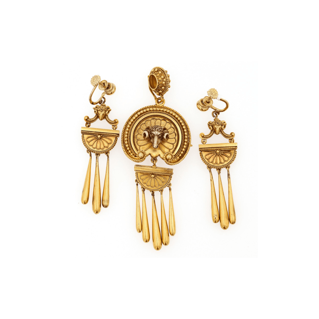 Estate Collection Dangle Pin and Earring Set
