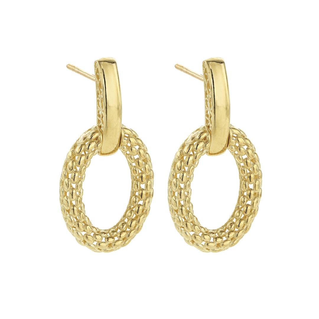 Chain Textured Oval Dangle Earrings