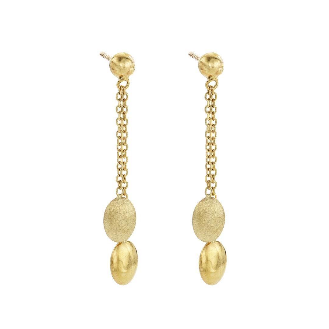 Polished and Satin Oval Drop Earrings