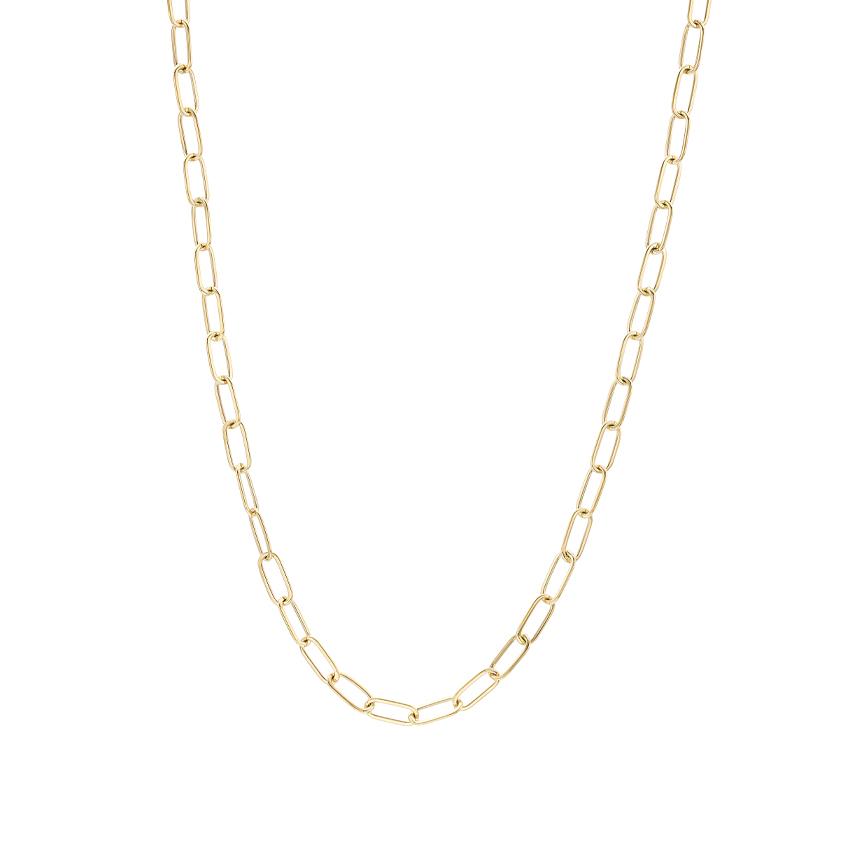 3.5 mm Paperclip Style Oval Link Chain Necklace, 20"