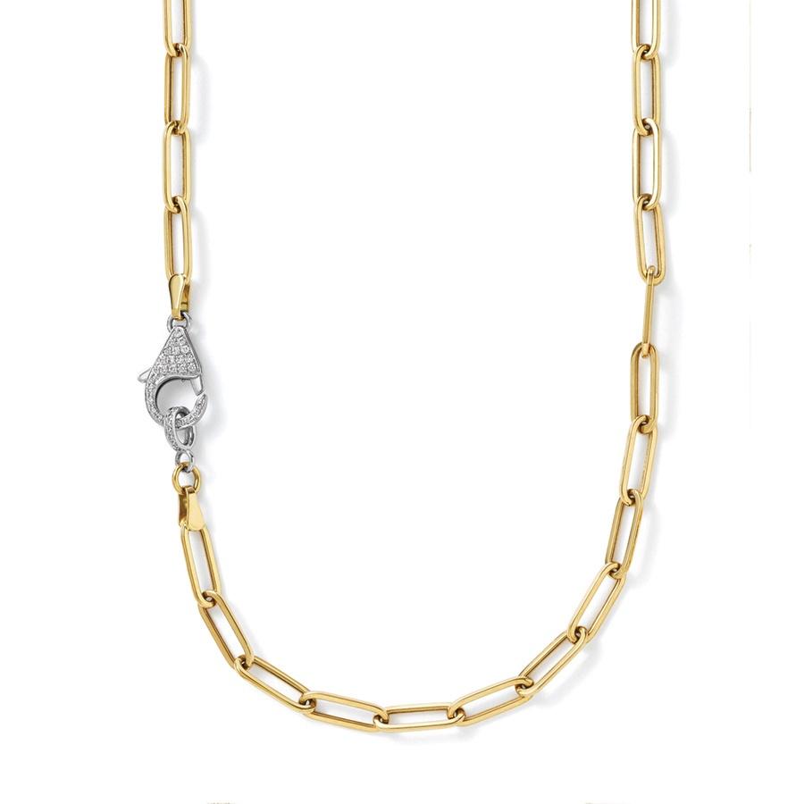 Oval paperclip diamond clasp necklace