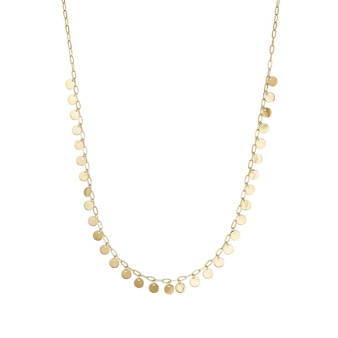 Oval Link Disc Drop Necklace