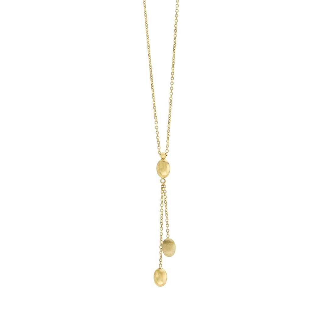 Polished and Satin Oval Lariat Necklace