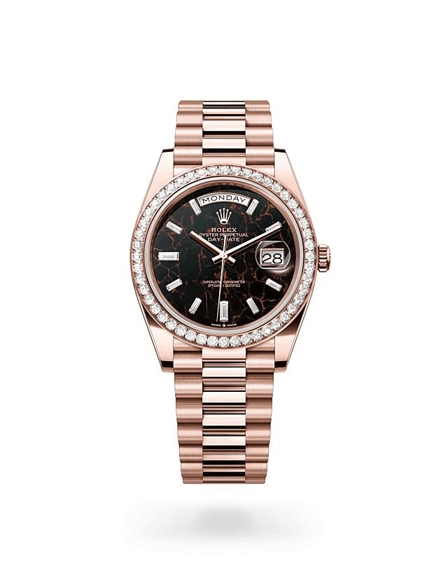 Rolex Day-Date 40, m228345rbr-0016. Available at Lee Michaels Fine Jewelry