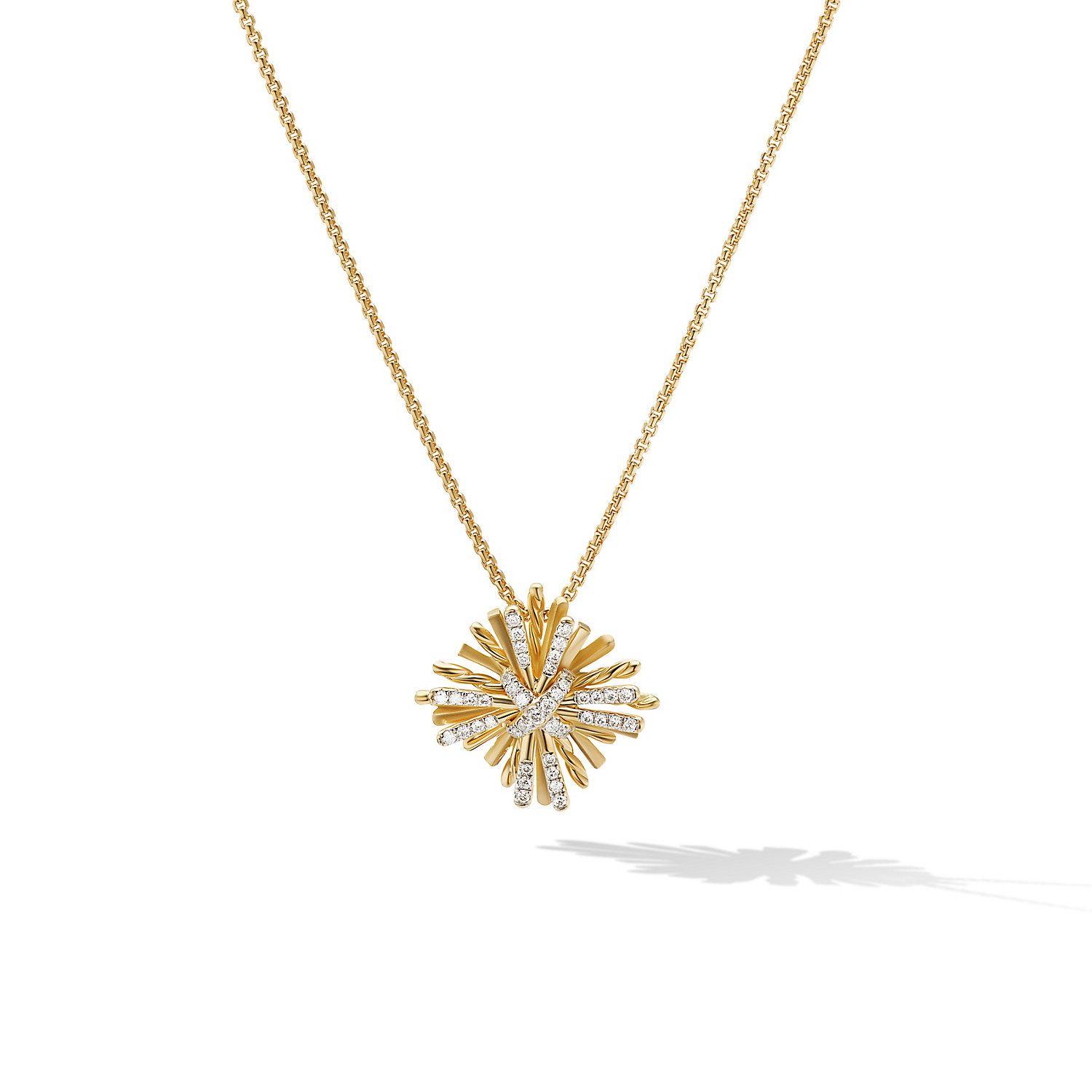 David Yurman Angelika Four Point Pendant Necklace with Diamonds, 17mm