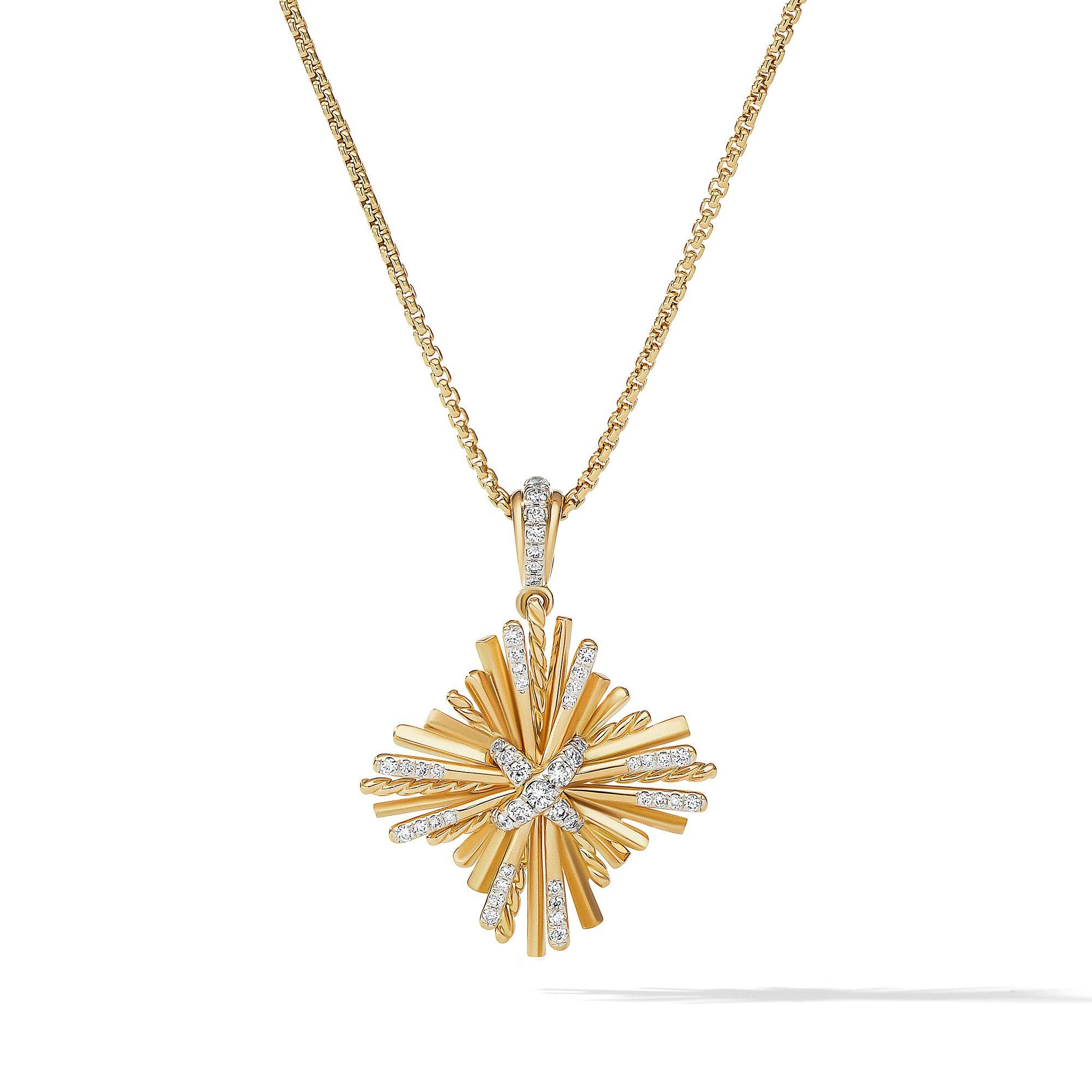 David Yurman Angelika Four Point Pendant Necklace with Diamonds, 24mm
