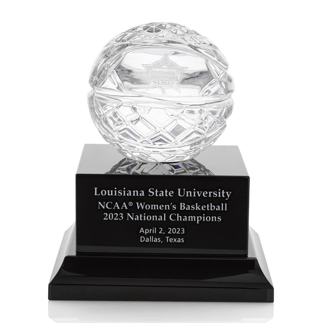 Waterford Crystal LSU Basketball Paperweight and Custom Base Set