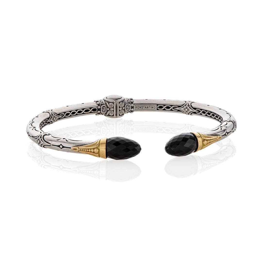Konstantino Anthos Collection Hinged Cuff Bracelet with Black Onyx