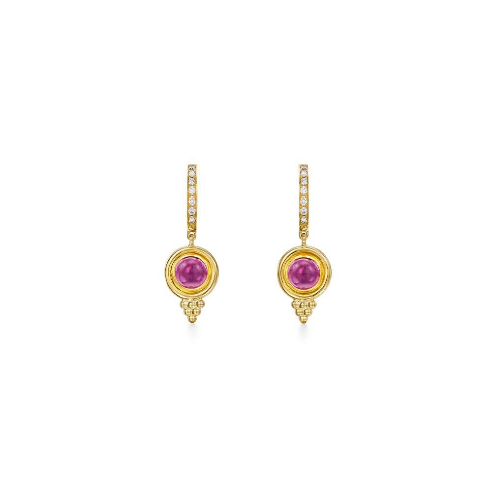 Temple St Clair 18K Classic Temple Earrings in Pink Tourmaline
