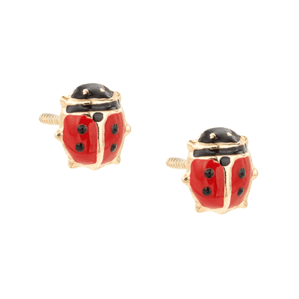 Child's Red Enamel Ladybug Earrings
