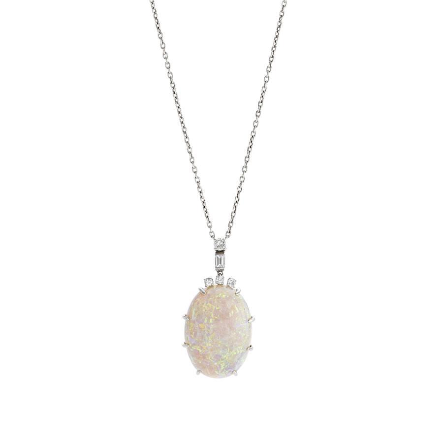 Estate Collection Platinum Opal Diamond Pendant