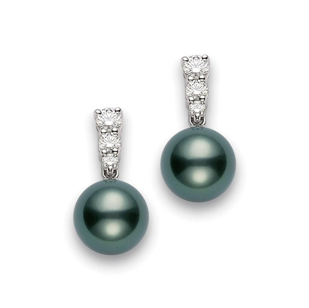 Mikimoto Black South Sea Pearl & Diamond Earrings_2