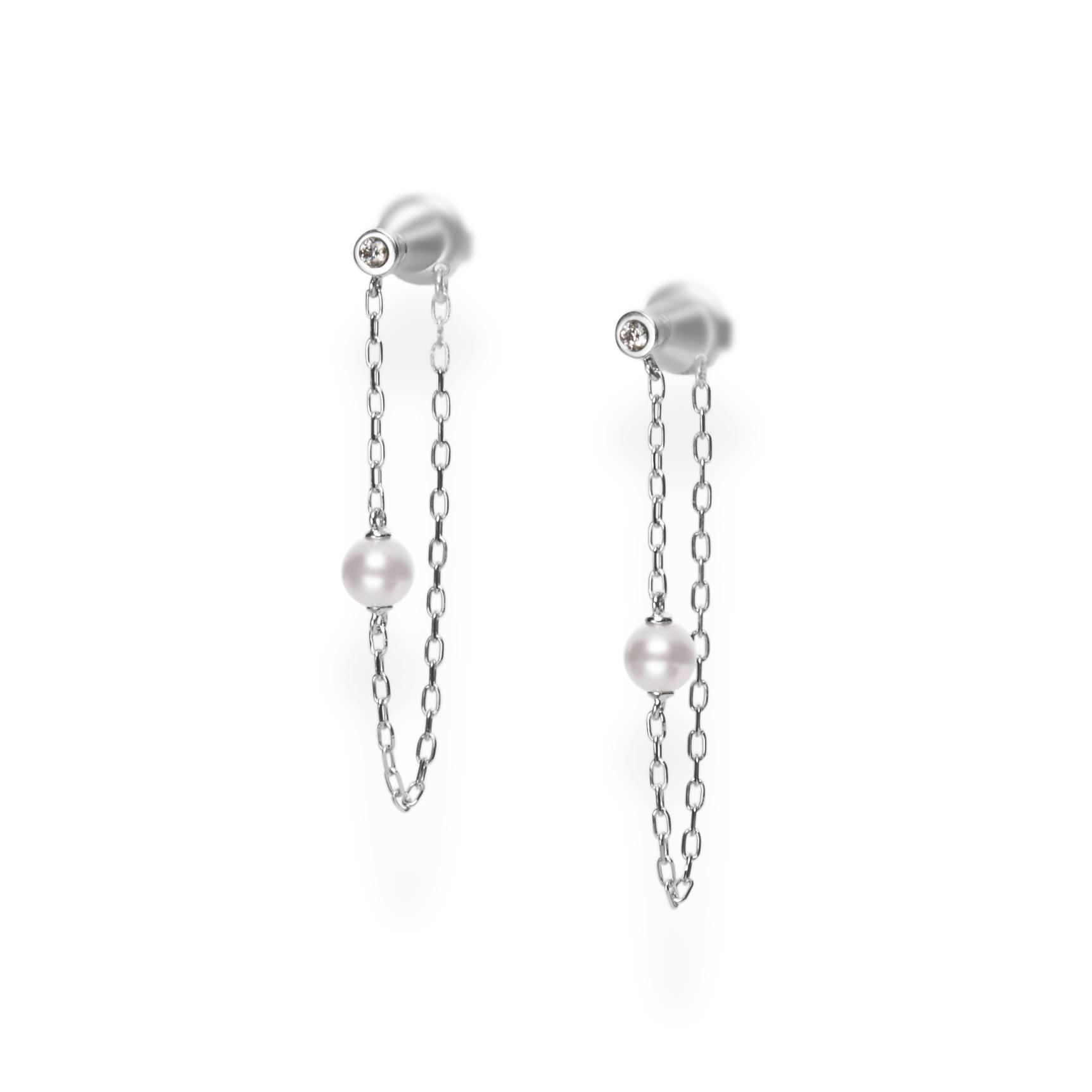 Mikimoto 4.5Mm Akoya A+ Pearl And Chain Dangle Earrings