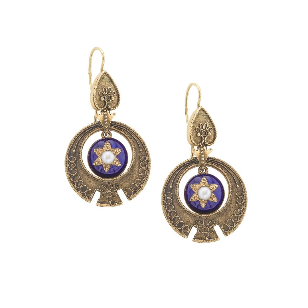 Estate Collection Gold and Enamel Dangle Earrings