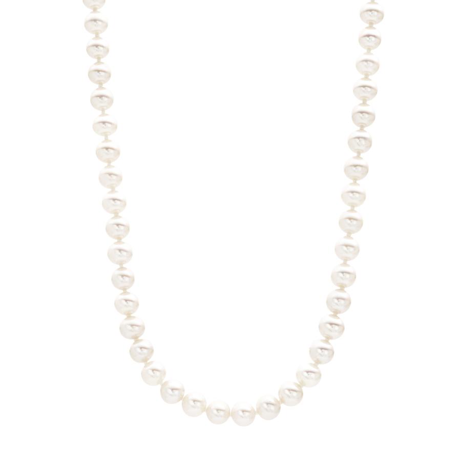6+MM White Pearl Necklace with Yellow Gold