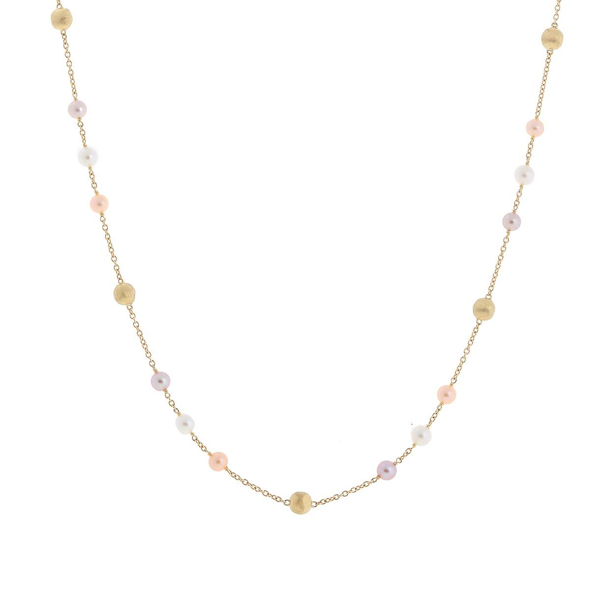 Marco Bicego Africa Yellow Gold & Multi-Colored Pearl Station Necklace