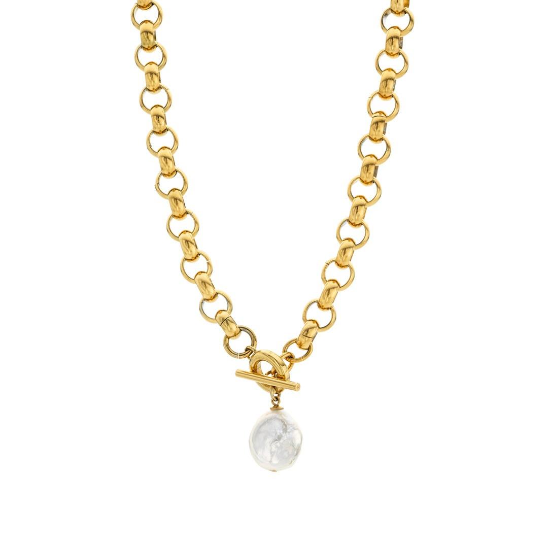 Chain Toggle Necklace with Freshwater Pearl