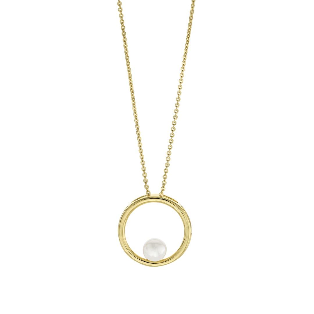 Freshwater Pearl Open Circle Pendant Necklace