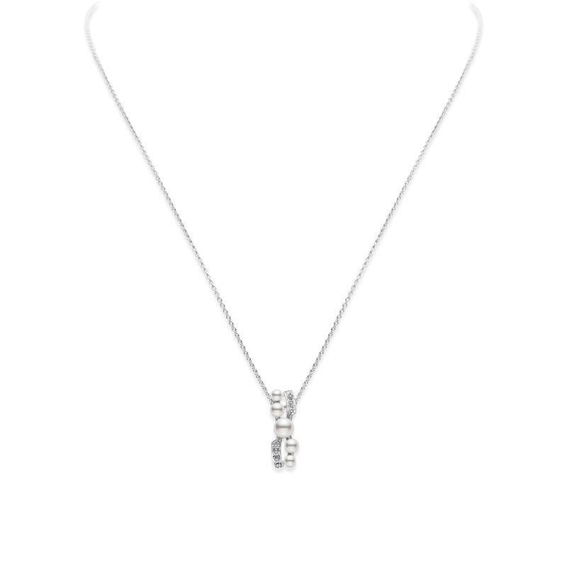 Mikimoto Akoya Cultured Pearl Pendant with Diamonds in White Gold
