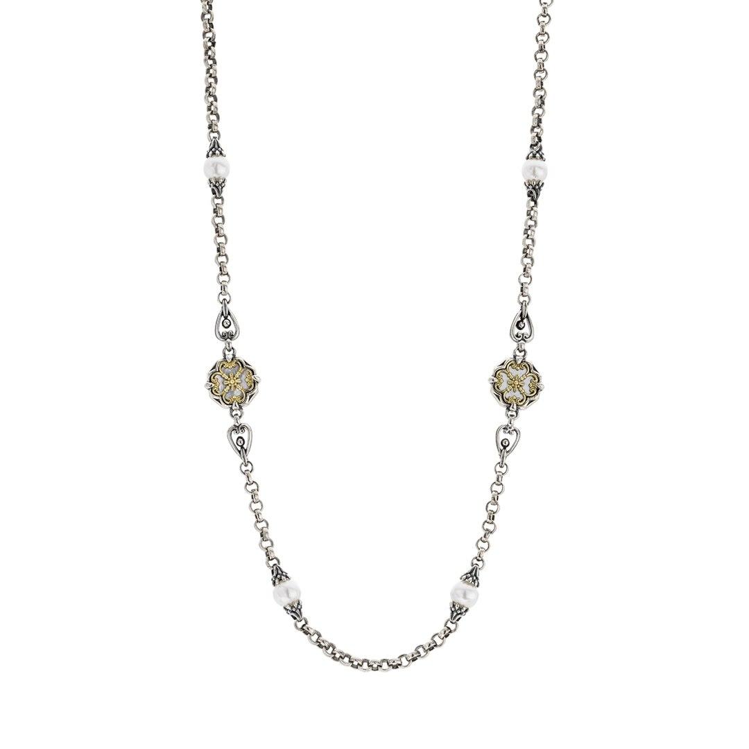 Konstantino Pearl & Mother Of Pearl Floral Station Necklace