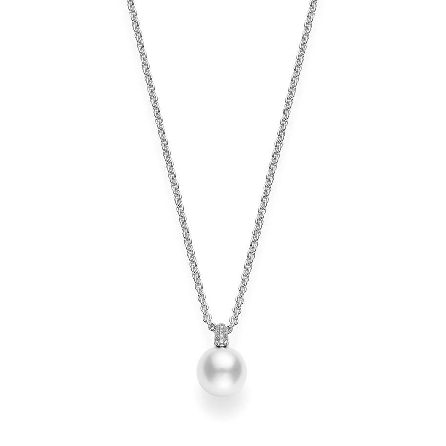Mikimoto Akoya Pearl & Diamond Pendant Necklace