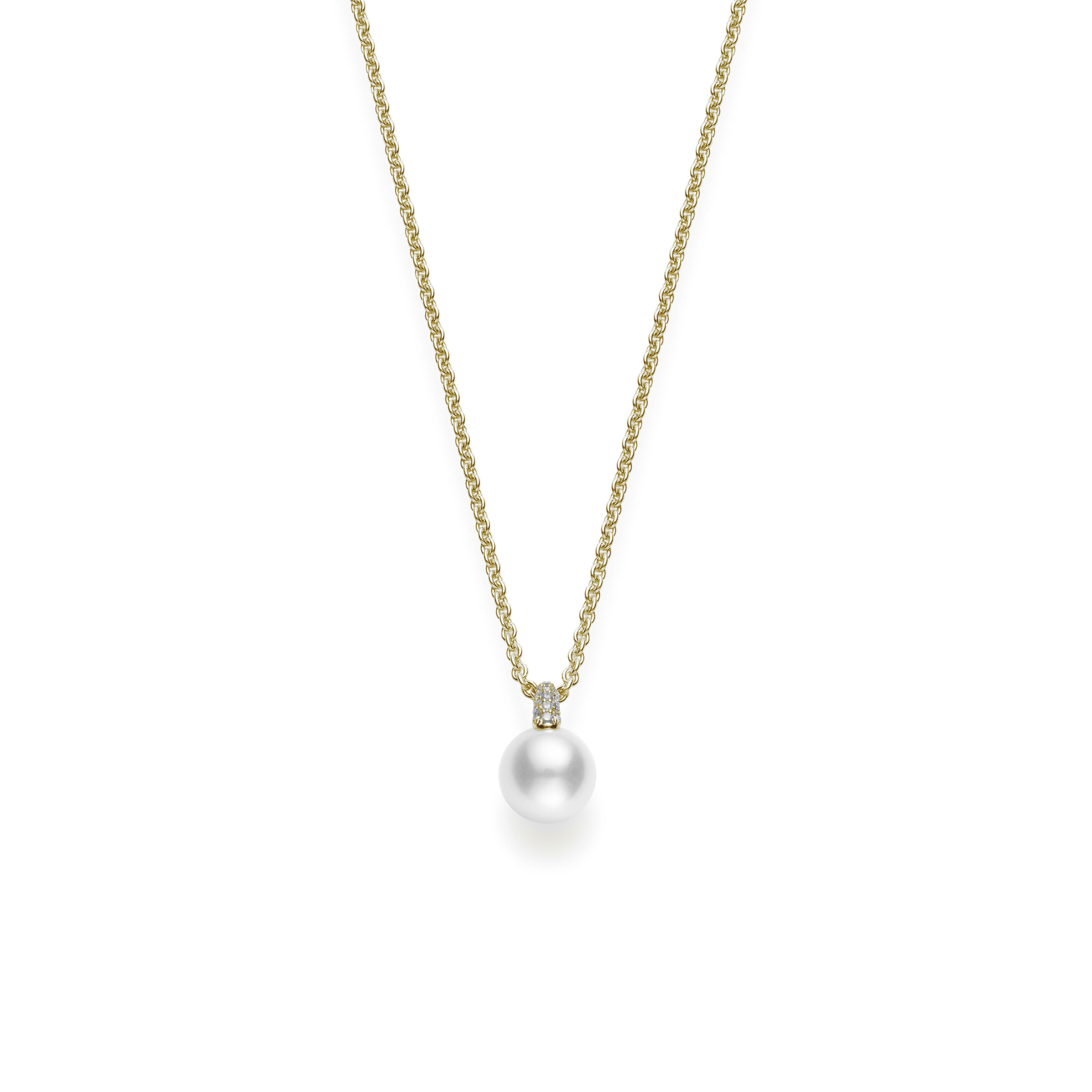 Mikimoto Akoya Pearl and Diamond Pendant Necklace