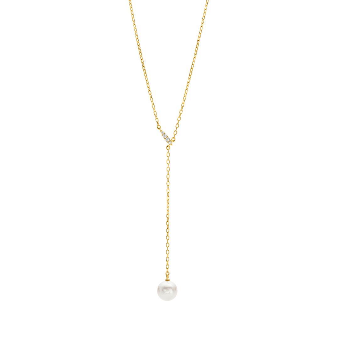 Mikimoto 7.5mm A+ Akoya Pearl and Diamond Lariat Necklace