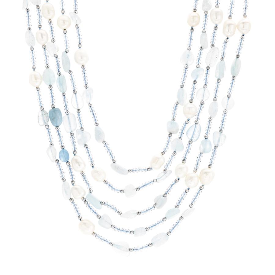 5-Strand Gemstone and Pearl Layered Necklace