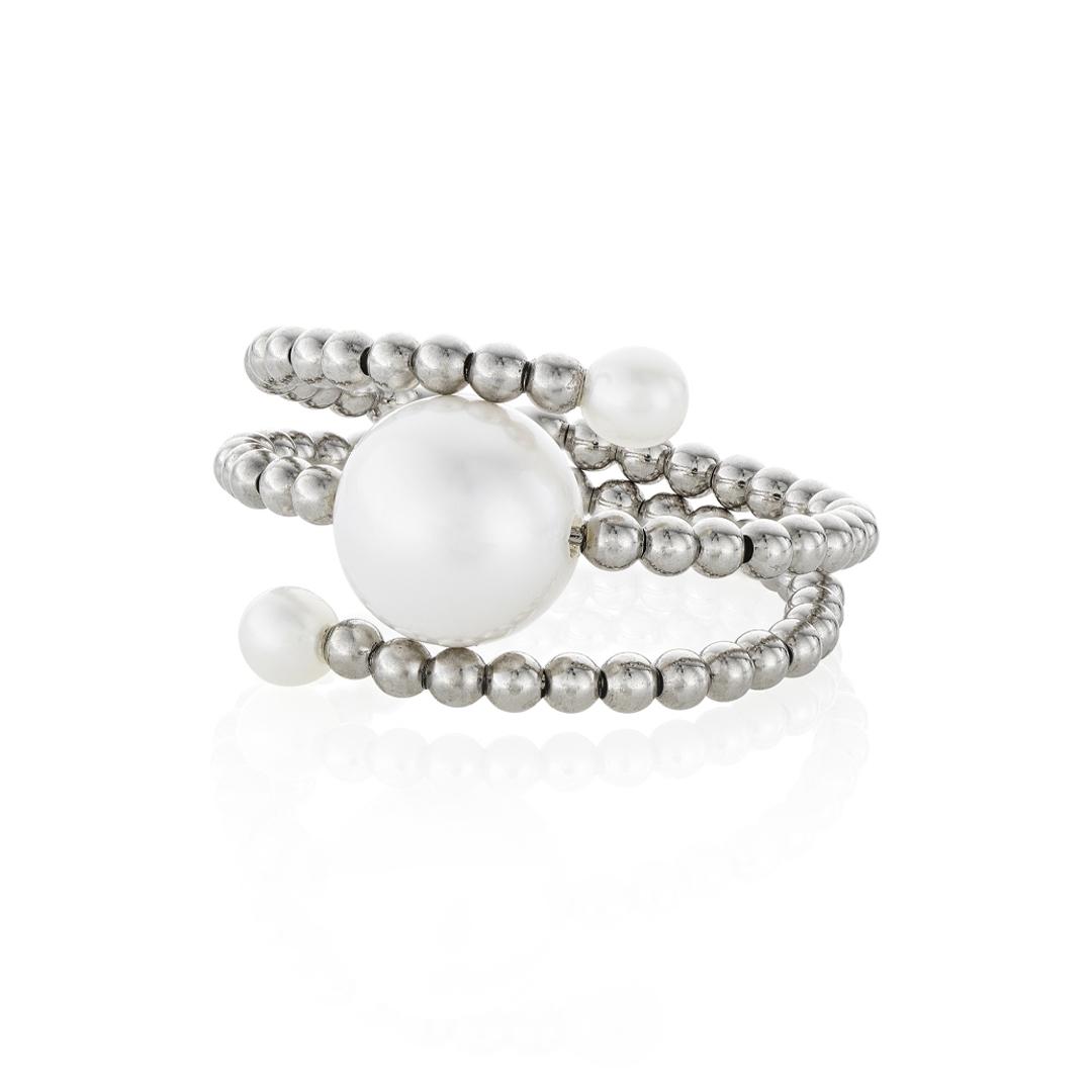 Beaded Wrap Ring with Pearl