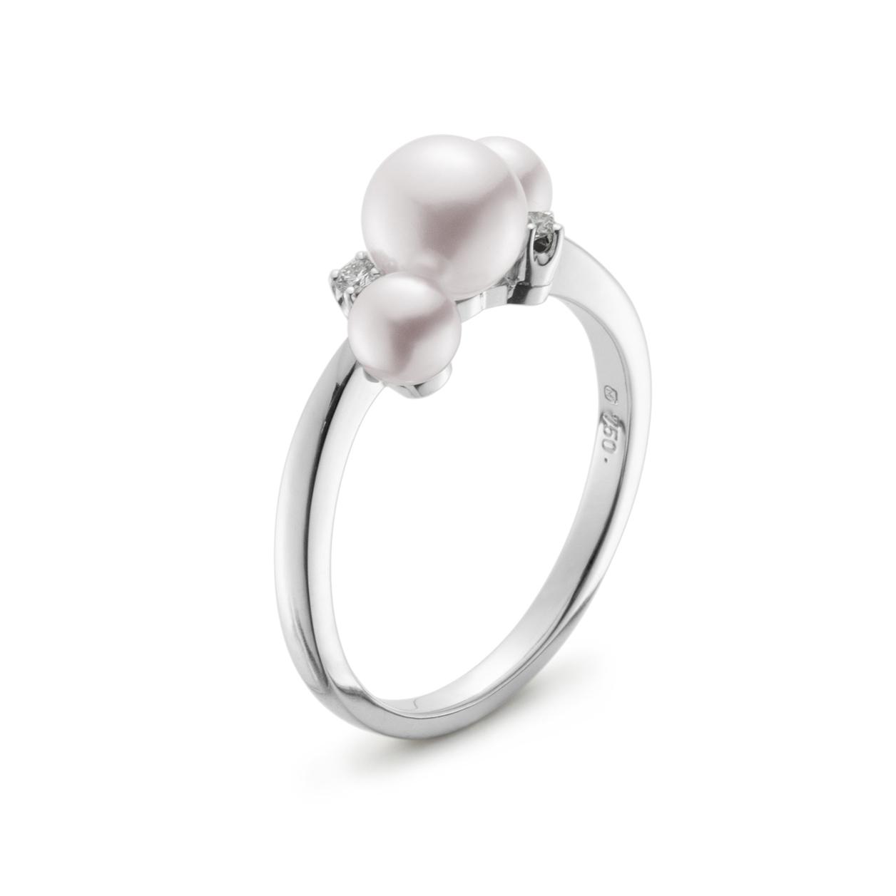 Mikimoto Triple Pearl and Diamond Ring