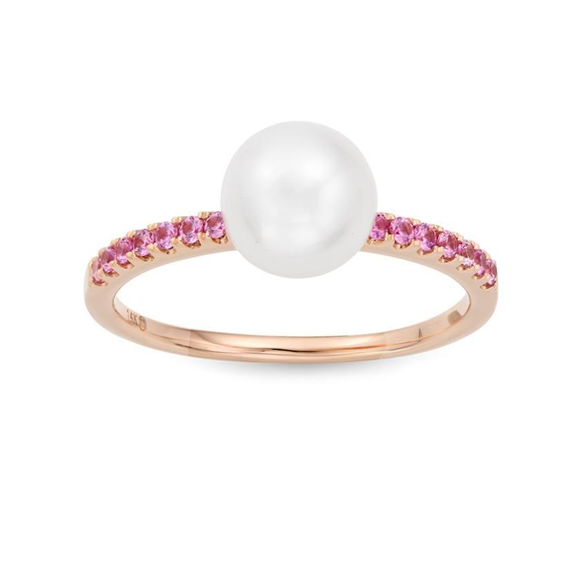 Rose Gold Pearl & Pink Sapphire Ring