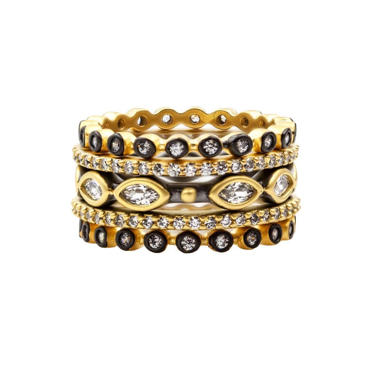 Freida Rothman Signature Mixed Marquise Station Five Stack Ring Set