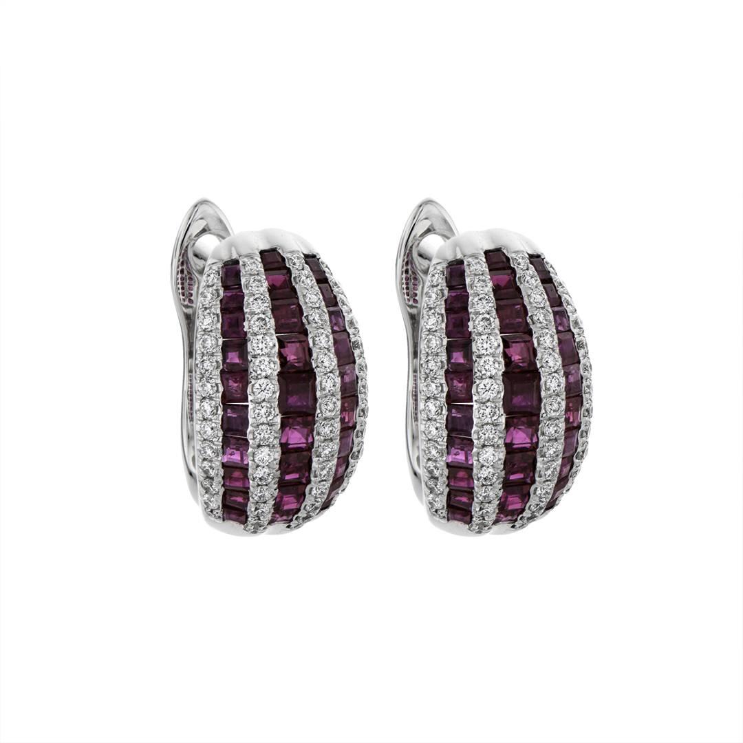 Gemstone and Diamond Huggie Earrings