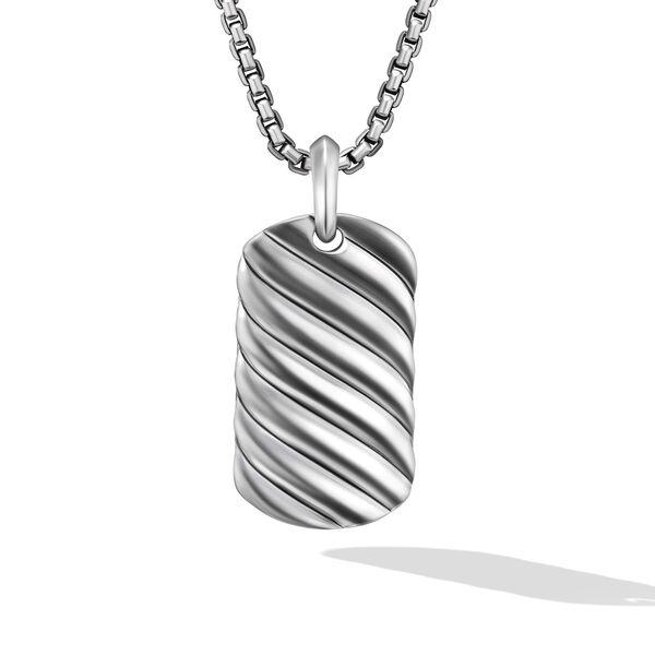 David Yurman Men's Sculpted Cable Dog Tag in Sterling Silver, 35mm