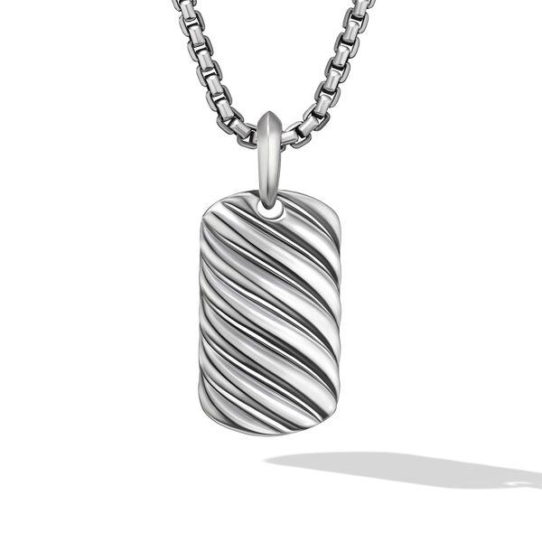 David Yurman Men's Sculpted Cable Dog Tag in Sterling Silver, 27mm