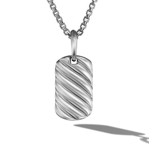 David Yurman Men's Sculpted Cable Dog Tag in Sterling Silver, 12mm