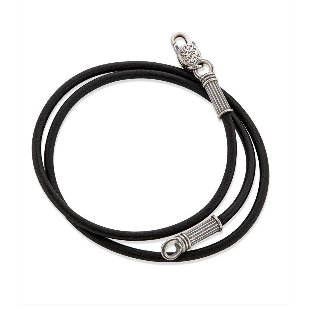 Konstantino Men's Black Leather Corded Necklace