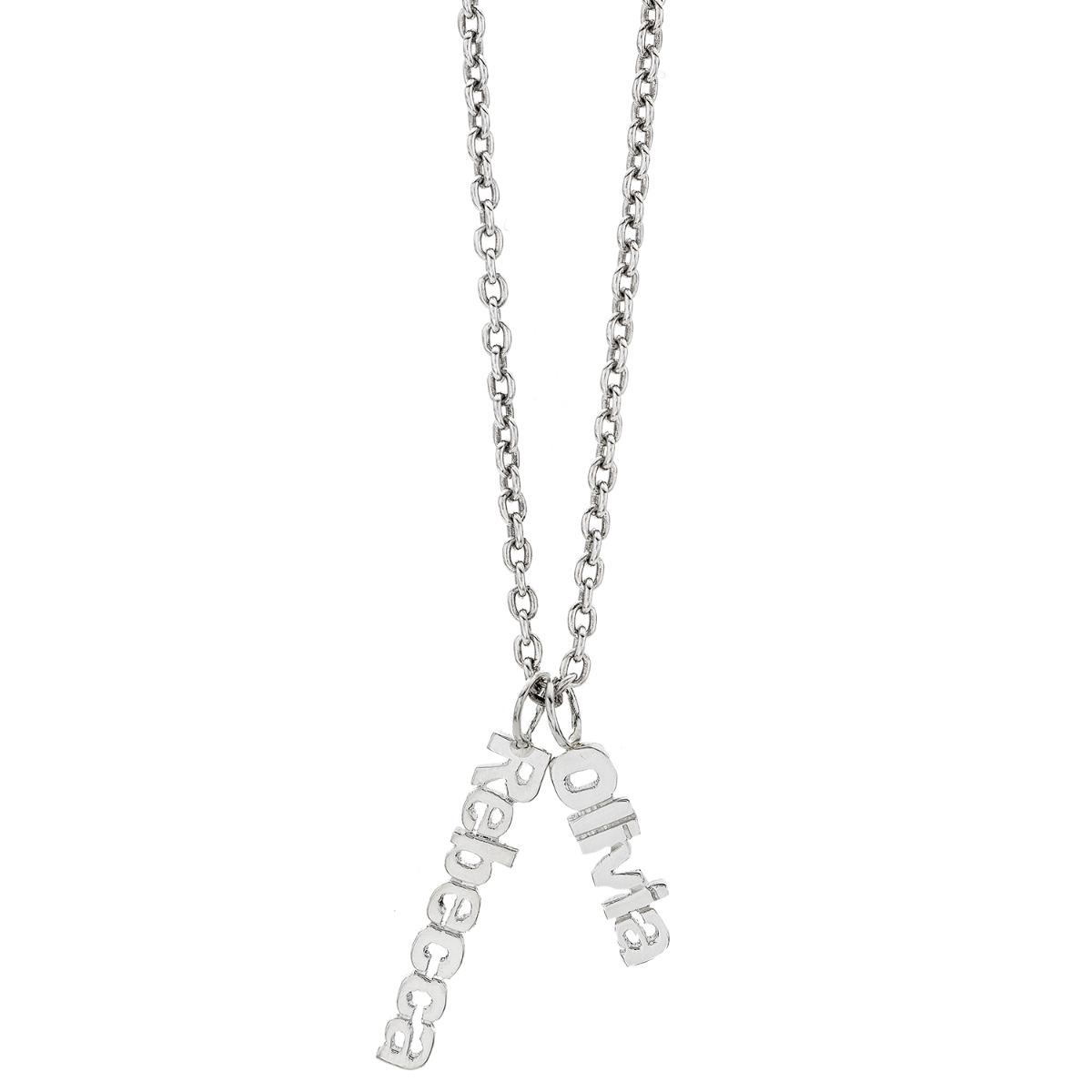 Sterling Silver Double Name Charm Necklace