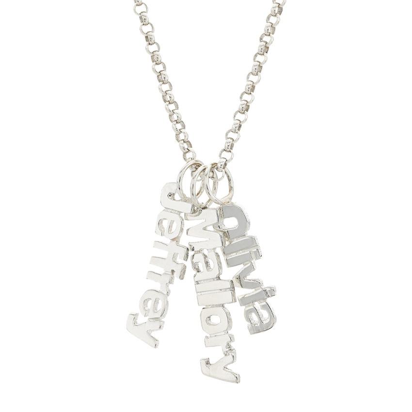 Sterling Silver Triple  Name Charm Necklace