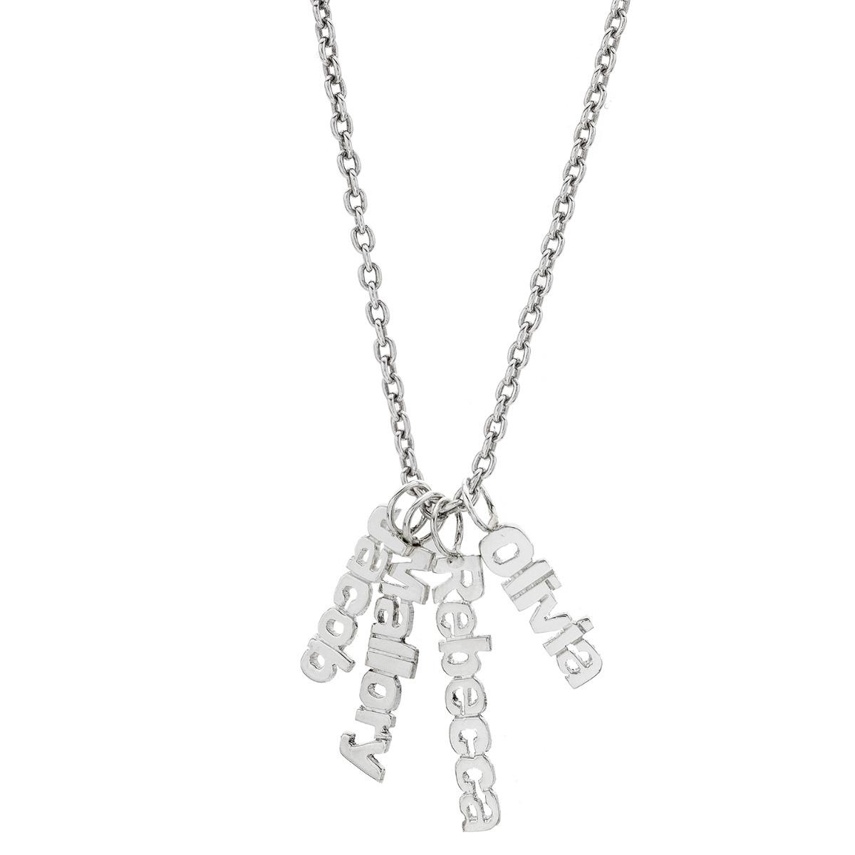 Sterling Silver Four Name Charm Necklace
