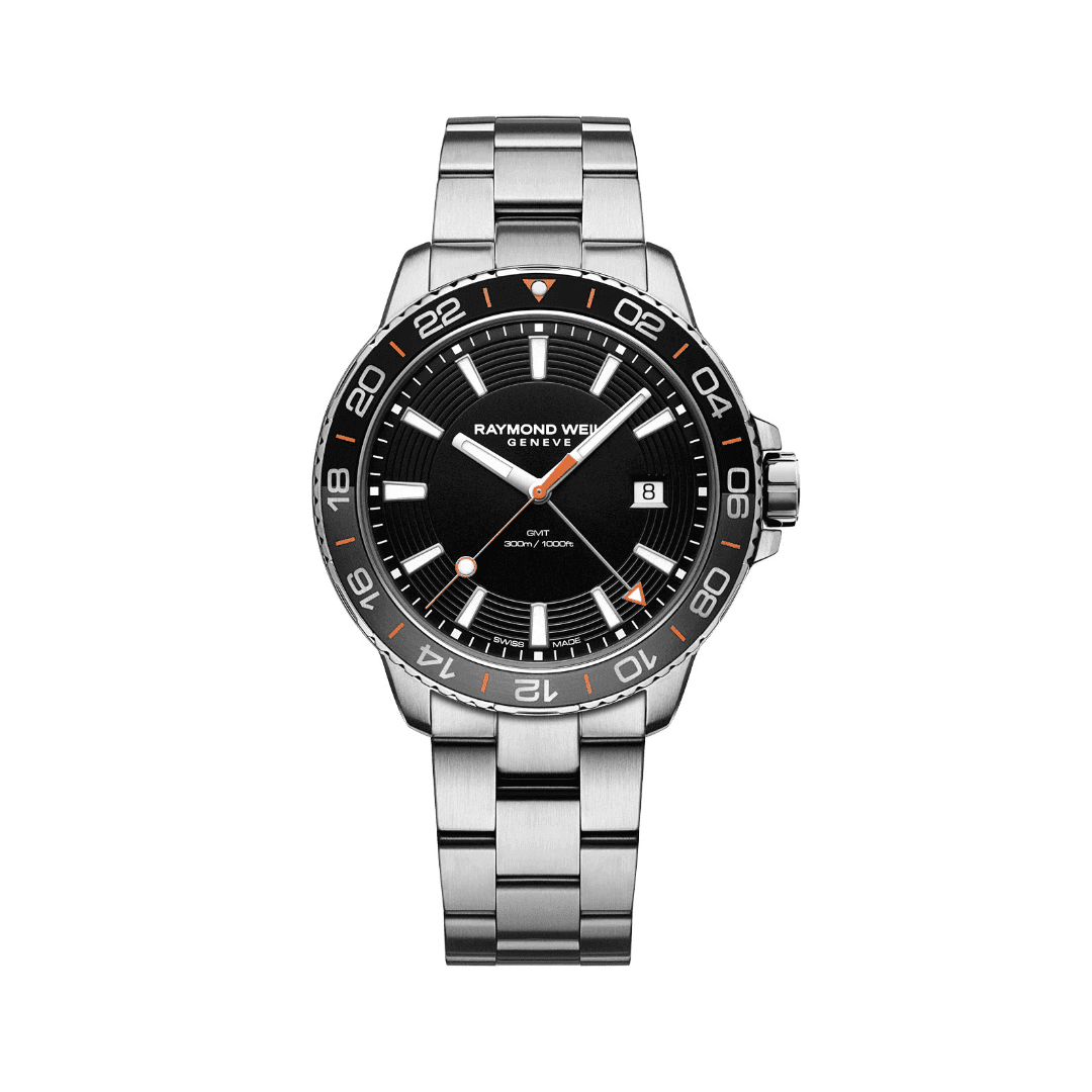 Raymond Weil Tango 300 Men's Quartz GMT Black Grey Diver Watch
