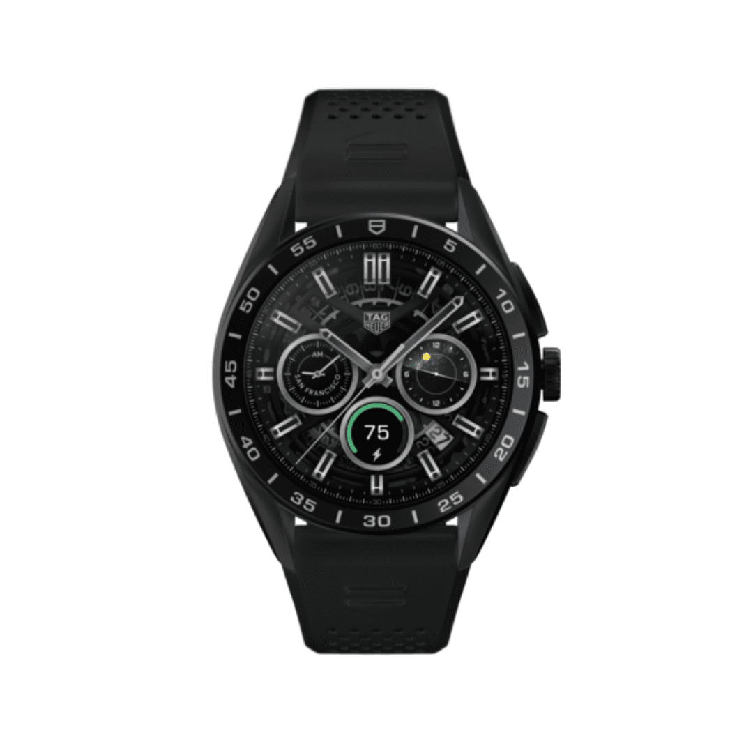 TAG Heuer Connected Calibre E4 in Matte Black with Rubber Strap, 45mm